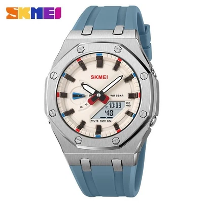 SKMEI Reloj Hombre Ana-Digital Alto Contraste Reloj Resistente al Agua Azul/Blanco Foto 1 de 4