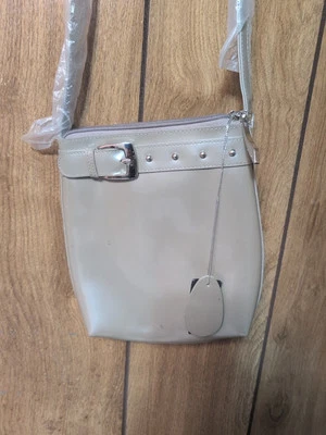 Bolso Beijo Gris Bandolera Hebilla Bolso Plateado Herrajes Cierre de Cremallera Correa Ajustable Foto 1 de 4