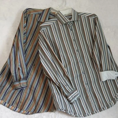 Conjunto de 2 camisas clásicas con cuello de vestido con botones Johnston & Murphy para hombre M Foto 1 de 4