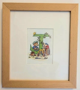 'J' letter framed print, personalised/christening gift - beech wood, flexiclips - Picture 1 of 6