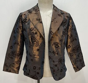 Woman’s 1960s Paisley Rayon Jacket Smoking Dinner Vintage Mod Style Brown Medium - Picture 1 of 4