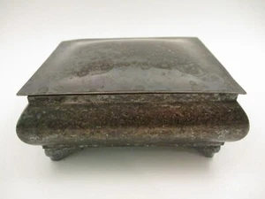 Antique Vintage Silver Plate Wood Lined Cigarette Cigar Trinket Box Denmark - Picture 1 of 12