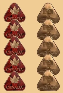 (Lot of 10) Canadian Maple Leaf Triangular 1 oz Colorized Copper - Picture 1 of 2