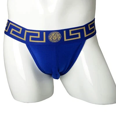 Ropa interior Versace para hombre azul y dorado elástico con correa deportiva Versace talla 7 EE. UU. XL IT 54 Foto 1 de 4