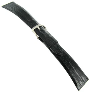 19mm Mormac Lizagator Genuine Lizard Black Unstitched Mens Watchband 959/223 - Picture 1 of 3