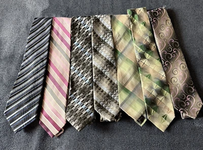 Мужской галстук Van Heusen лот из 7 галстуков шелковая смесь L57–60 дюймов W2–4 дюйма в ассортименте - Изображение 1 из 4