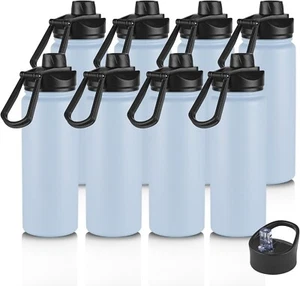 Leakproof & Portable 24oz Stainless Steel Water Bottle with Straw Lid - 8 Pack - Picture 1 of 8