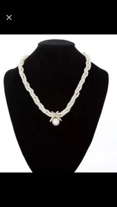Elegant Multi-layer Faux White Pearl 18 inch Necklace with Silver Plated Clasp - Picture 1 of 4