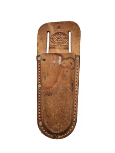 Vintage Nicholas Top Grain Cowhide Leather Sheath Holder Belt Brown - Picture 1 of 2