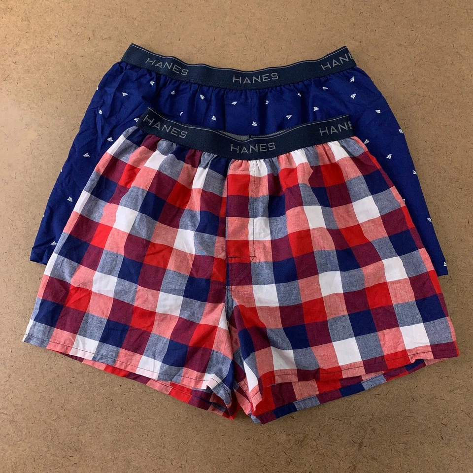 Paquete de 2 calzoncillos boxer Hanes clásicos estampados de algodón talla XL para niños nuevos Foto 1 de 4