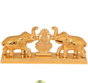 Metal Elephant Pair with Laxmi for Pooja/Worship/Puja - Picture 1 of 4