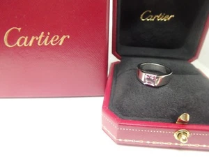 Cartier Tank pink tourmaline Ring in 18K White Gold W box, size 5 - Picture 1 of 10