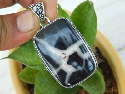 Wunderschönes Septarien Edelstein 925 Sterling Silber Handgemacht Anhänger R-11 - Bild 1 von 4