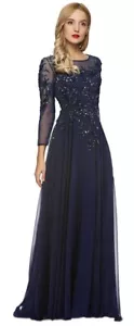 SPECIAL OCCASION Formal SHEER Embroidery beaded Long Evening Gown prom dress - Picture 1 of 5