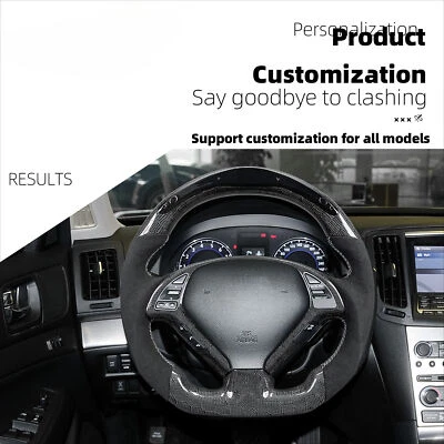 Volante de fibra de carbono LED Alcantara para Infiniti G35 G37 Q50 Q60 Q70 M37 Foto 1 de 4