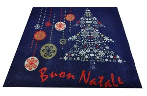 Blauer Teppich FROHE WEIHNACHTEN Läufer 100x110 cm. B6 - Bild 1 von 4