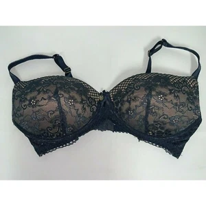 Sujetador acolchado de encaje para mujer Daisy Fuentes talla 40D azul desnudo 3 ganchos - Imagen 1 de 5