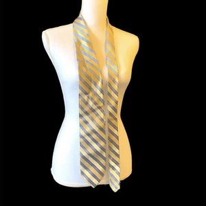 Robert Talbott Yellow Blue Diagonal Striped mens neck Tie Silk Made USA - Afbeelding 1 van 7