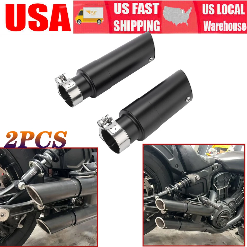 2X Exhaust Tail Muffler Pipes For Indian Scout Sixty Rogue Bobber 2015-2024 2025 Foto 1 de 4