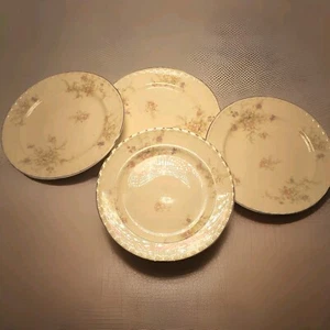 "Vintage Crooksville Spring Blossom Dessert/Pie Plates Set of 4 - Floral Design" - Picture 1 of 2