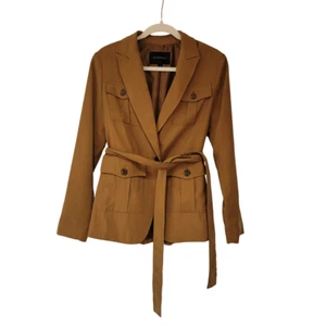 Banana Republic Drapey Twill Blazer Size 2 Brown Pocket Belt Utility Jacket NWOT - Picture 1 of 5