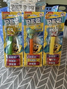 PEZ Nickelodeon SpongeBob Schwammkopf Kristall Glitzer Thaddäus 3er Set auf Karte - Bild 1 von 19
