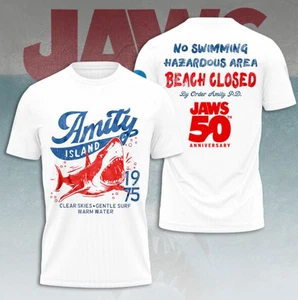 Maglia Jaws 50° Anniversario No Nuoto Zona Pericolosa - Foto 1 di 3