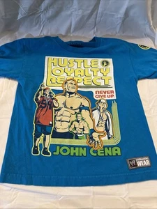 JOHN CENA Blue Hustle Loyalty Respect WWE Authentic T-Shirt Double Side Kids XL - Picture 1 of 14