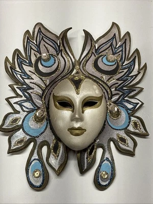 Máscara de Mardi Gras miniatura, colorida y decorativa, máscara de cerámica con respaldo de goma Foto 1 de 4