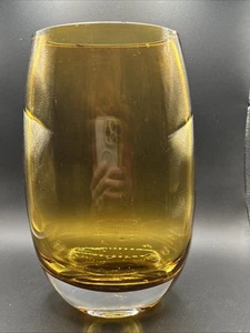 Signed quality J Badash Glass 10" European Mouth Blown amber Sommerso Vase - Picture 1 of 9
