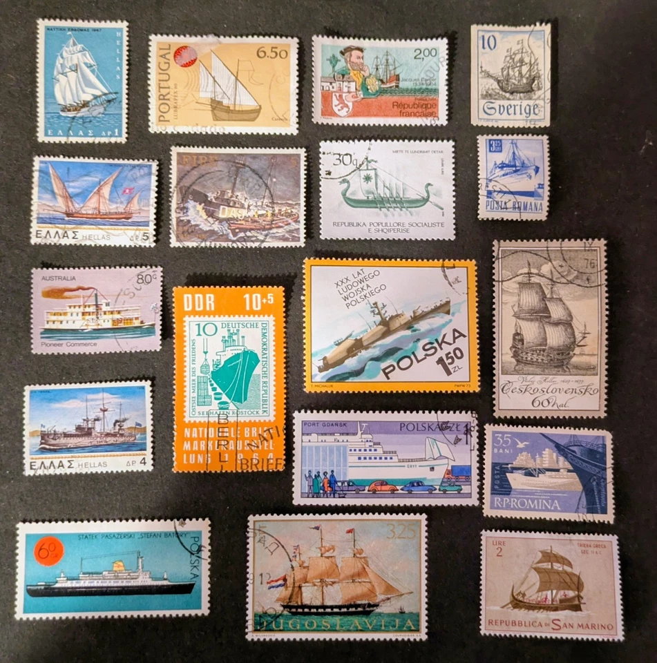 Ships +Boats-18 fine used collection postage stamps from around the world lot#22 - Image 1 of 1