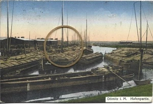 Dömitz i.M. Ludwigslust-Parchim Hafen Schiffe Lagerhallen 1923 - Bild 1 von 1
