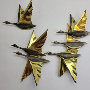 Vintage Metal Wall Art Flying Geese Duck Mid Century Modern Set of 3 Sculptures - Picture 1 of 14