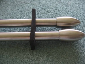 EDELSTAHL METALLSTANGE 240 CM KOMPLETT RINGE ENDSTÜCK - Bild 1 von 2
