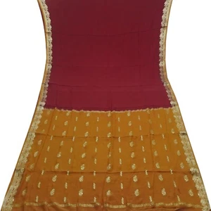 Saris vintage borgoña 100 % pura seda crepé Mysore tela tejida Zari 5YD - Imagen 1 de 6