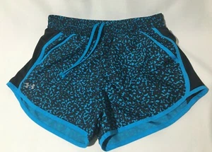 Girls Under Armour Shorts Blue/Black w/Gray Lining - Picture 1 of 2