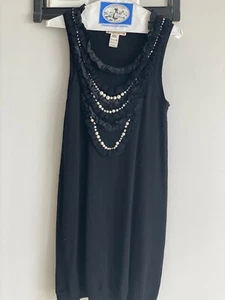 vintage Nanette Laporte sweater sleevless sress, XS, black with pearls - Picture 1 of 2