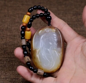 126G Certified 100% Natura Hetian jade Raw stone Pendants~Guan Gong天然籽料原石,关公 - Foto 1 di 15