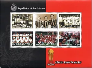 SAN MARINO 1999 MILAN SOCCER CLUB, 100TH ANN. - SOUVENIR SHEET- MNH - - Picture 1 of 2