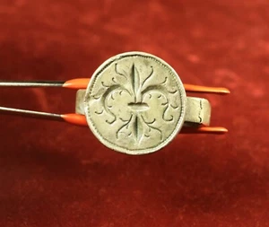 Fine Medieval Knight's Seal Matrix Ring, Lily Stamp, 11. Century - Picture 1 of 8