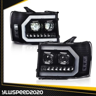 Par de faros de tubo LED DRL 2007-13 GMC Sierra 1500 2500HD 3500HD Foto 1 de 4