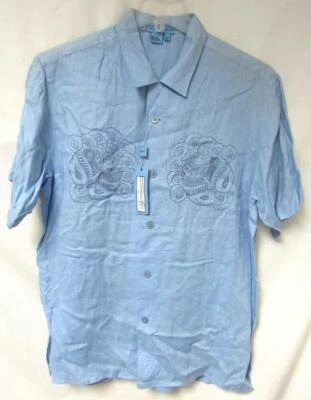 Tulliano Men's Size Medium Linen Short Sleeve Button-Down Shirt C1 5012 - Image 1 of 3