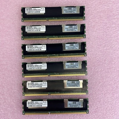 Lot 6x 4GB Elpida EBJ41HE4BDFD-DJ-F 2Rx4 PC3-106000R server RAM memory - Image 1 of 4