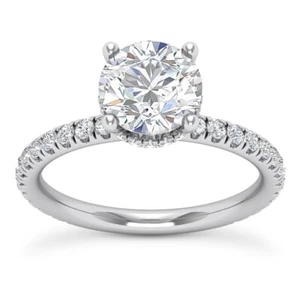 2.20 Ct E VS1 Round Cut Halo Lab Grown Diamond Ring IGI Certified 14k White Gold - Picture 1 of 8