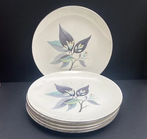 Six vintage 1950’s Homer Laughlin Rhythm Lotus Hai 10 inch dinner plates - Picture 1 of 6