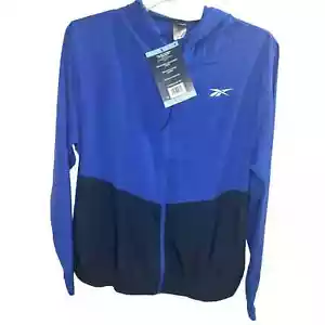 Reebok Men's Full Zip NWT Lightweight Training Woven Jacket Size L Blue/Navy - Picture 1 of 2