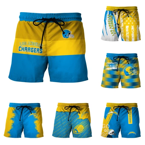 Los Angeles Chargers Drawstring Beach Board Shorts Summer Quick Dry Swim Trunks Cover