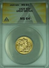 1925 Great Britain Sovereign Gold Coin ANACS MS-64