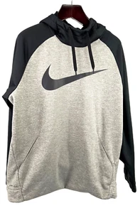 Nike Dri-Fit Pullover Hoodie Sweatshirt Men’s Size XL - Black Gray Scuba Neck - Picture 1 of 5