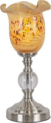 NEW DALE TIFFANY BEIGE SPECKLE HAND BLOWN ART GLASS UPLIGHT ACCENT LAMP, AA21186 - Image 1 of 4